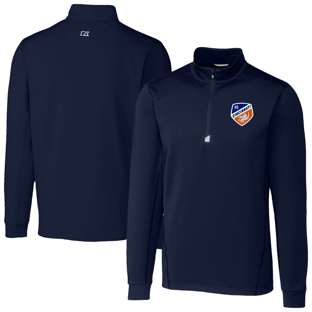  FC Cincinnati Cutter & Buck Traverse Stretch Eco Quarter-Zip Pullover Top - Navy